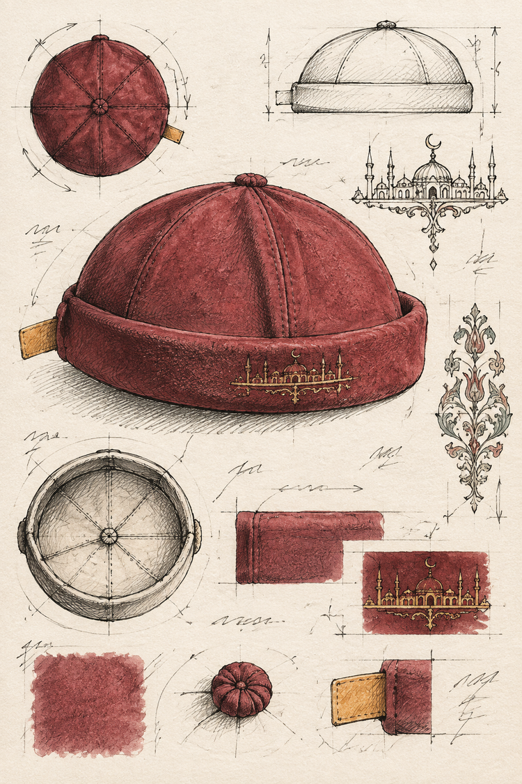 Original hand drawing for The Ottoman Suede Skully